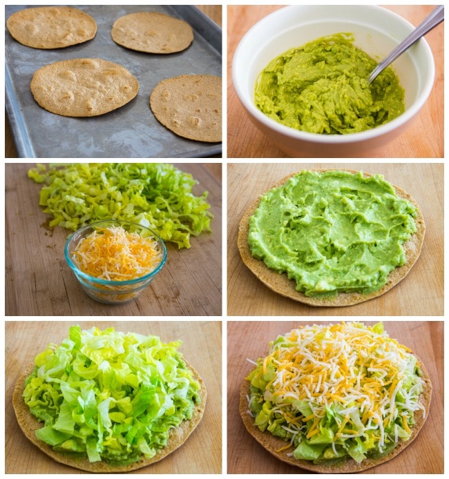 Low-Carb Guacamole Tostadas process shots collage