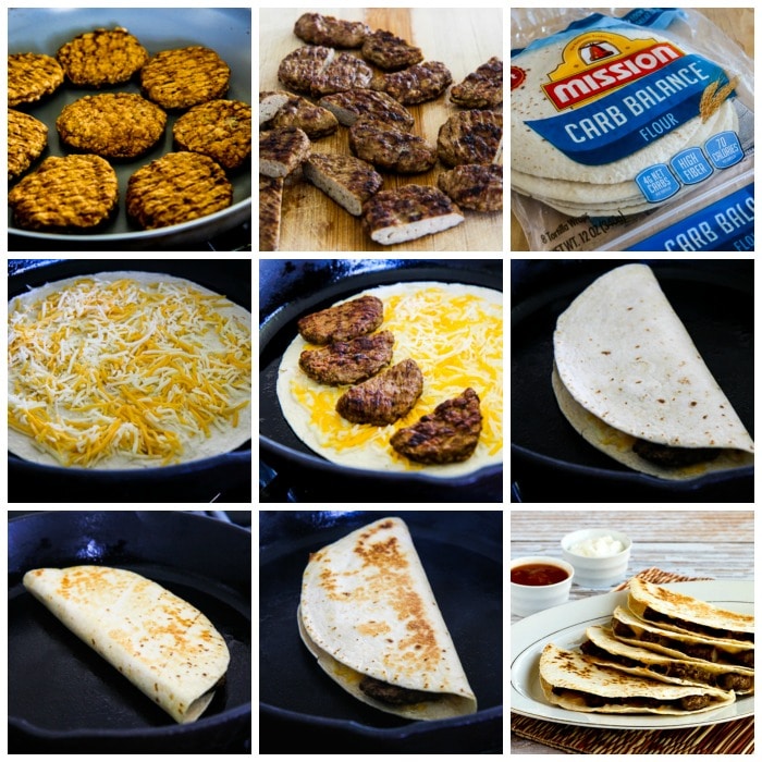 Sausage and Cheese Breakfast Quesadillas process shots collage