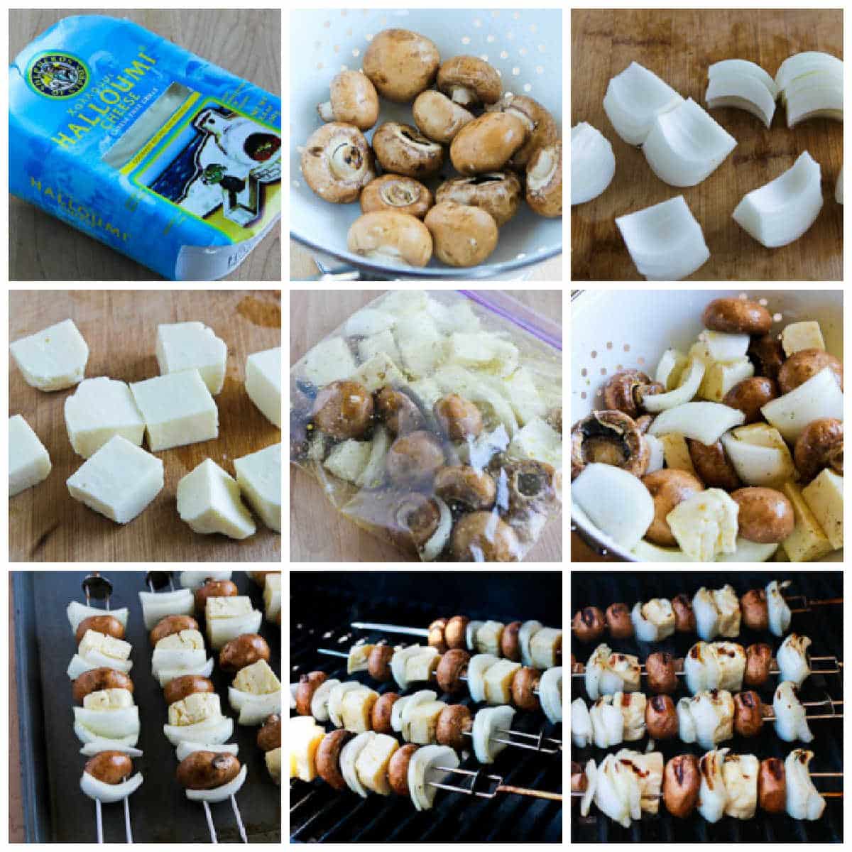 Grilled Halloumi Cheese with Mushrooms collage of recipe steps