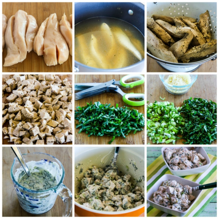 Chicken Salad with Basil process shots collage