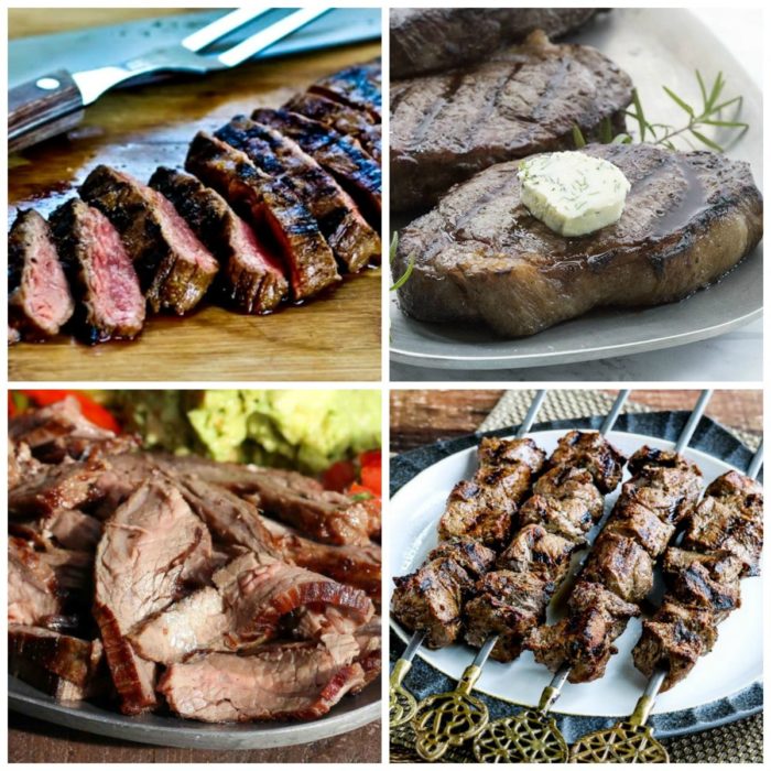 Amazing Low-Carb and Keto Beef Steak on the Grill top collage photo