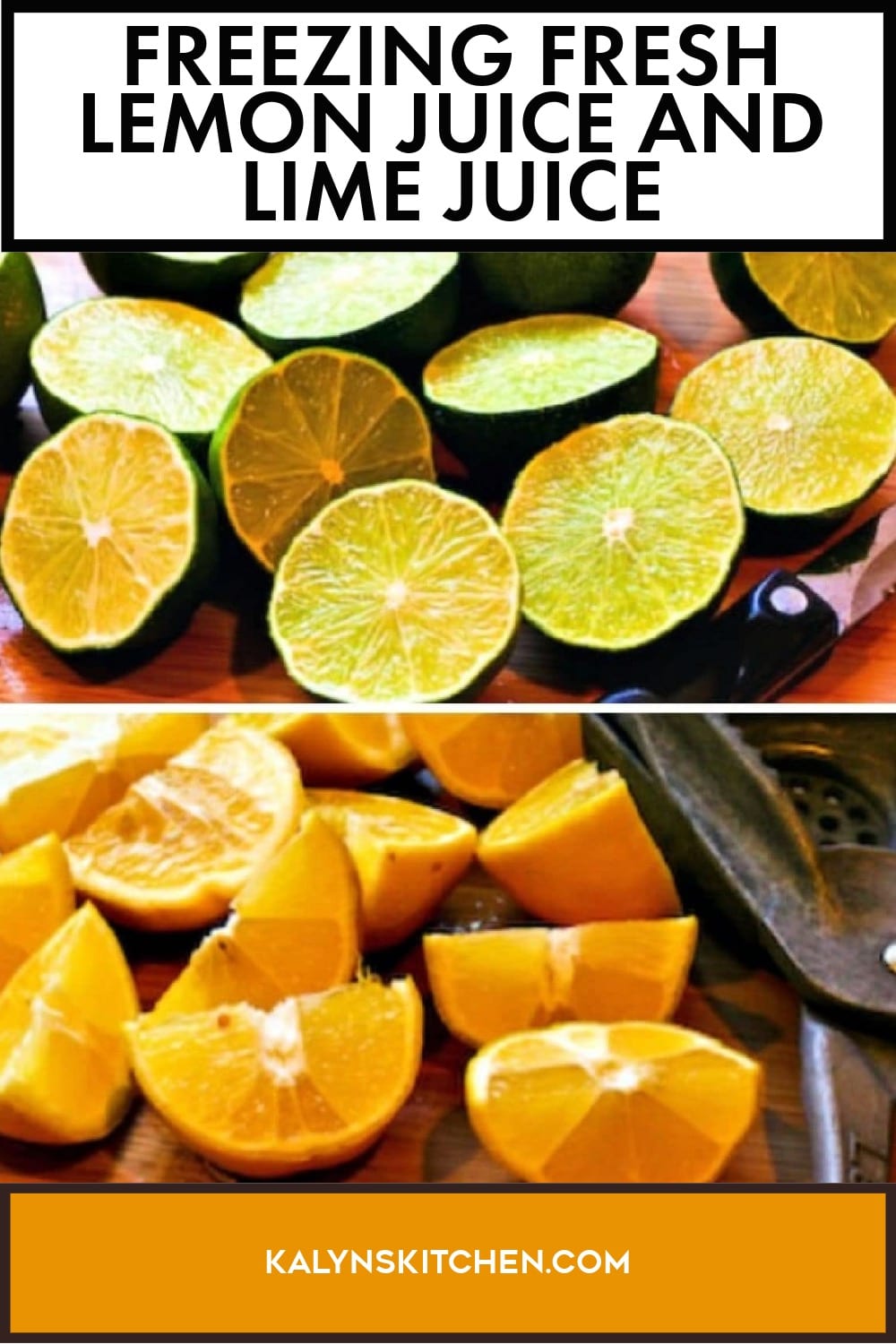 Pinterest image of Freezing Fresh Lemon Juice and Lime Juice