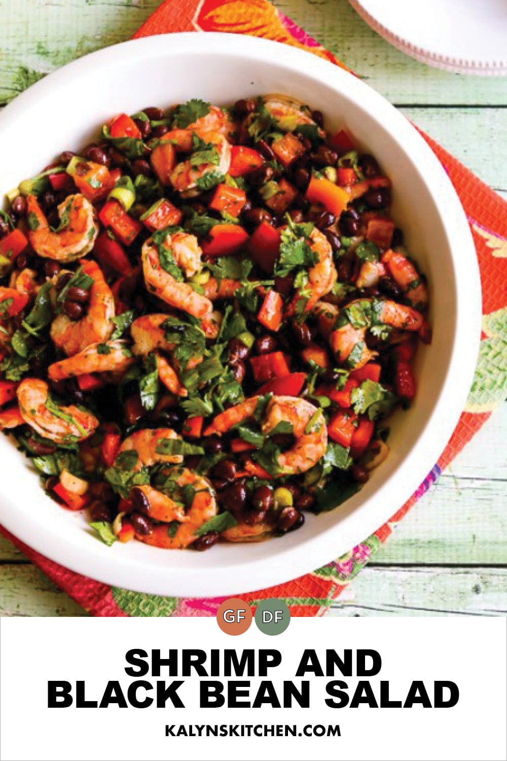 Pinterest image of Shrimp and Black Bean Salad