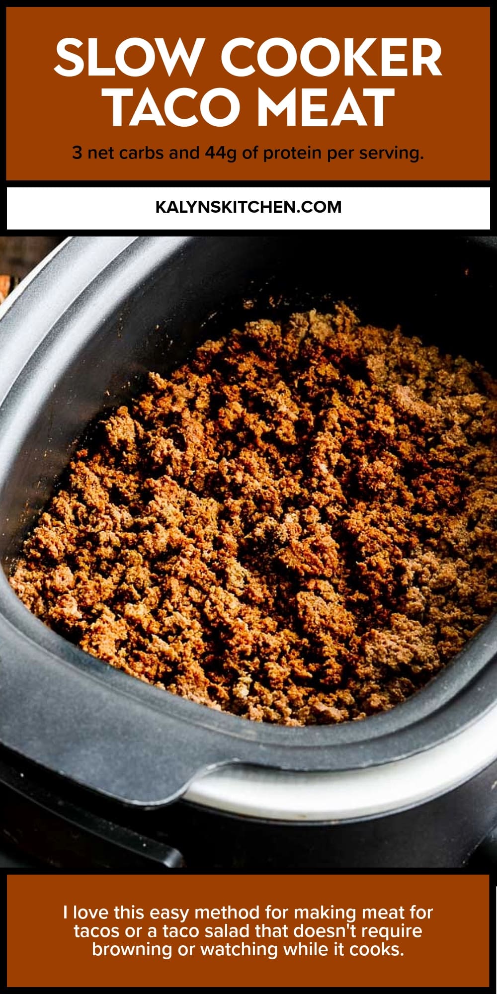 Pinterest image of Slow Cooker Taco Meat