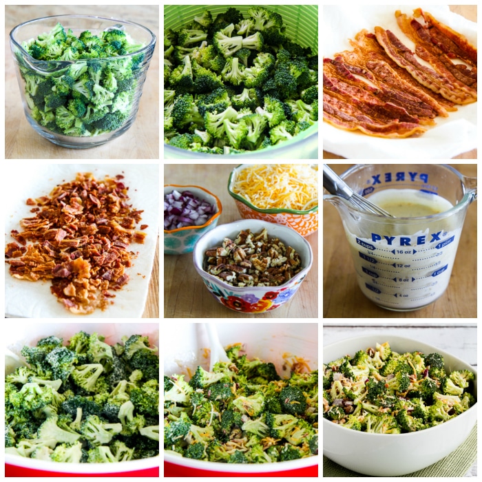 Sweet and Sour Broccoli Salad process shots collage