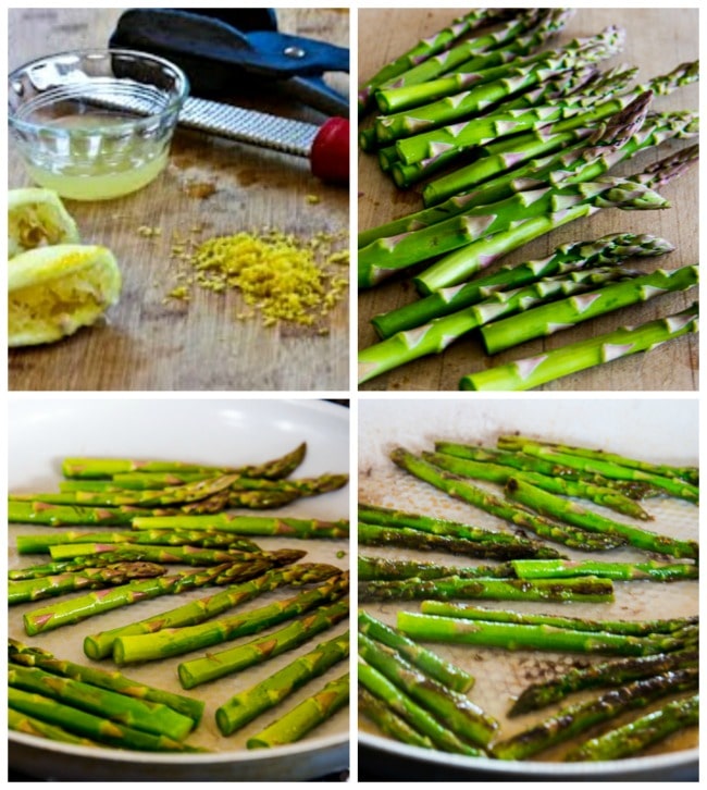 Pan-Fried Asparagus Tips with Lemon Juice and Lemon Zest process shots collage