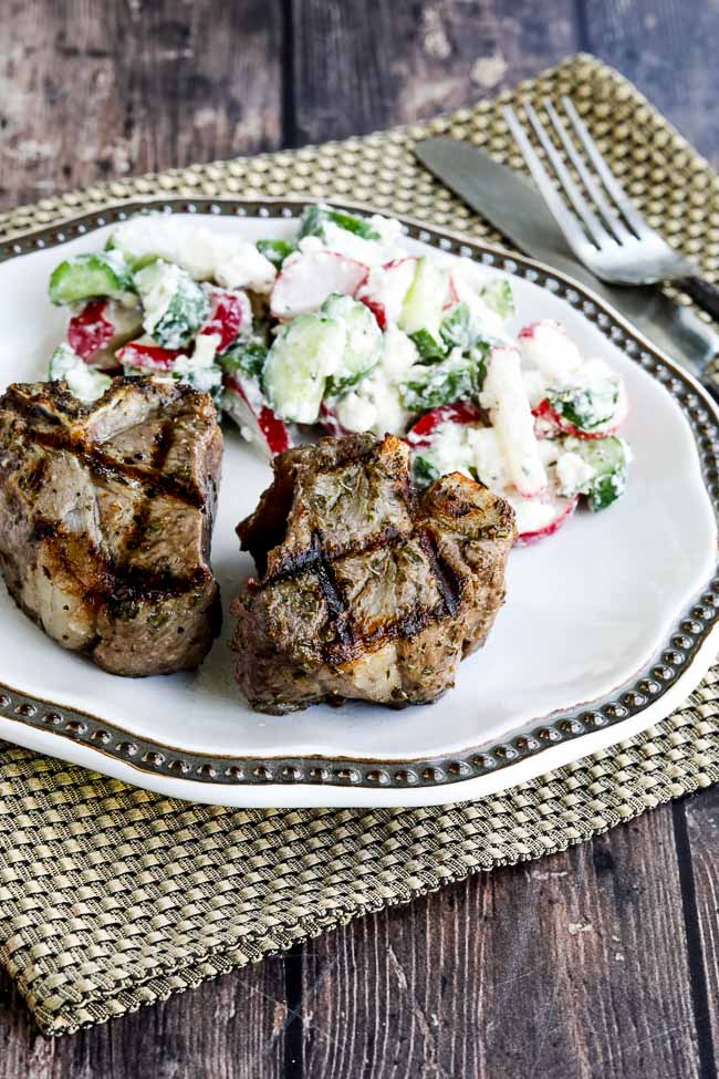 Grilled Lamb Chops on plate with salad