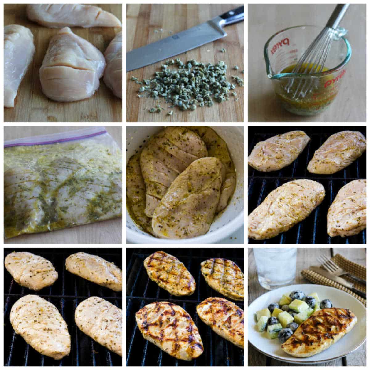 process shots collage for Grilled Chicken with Lemon and Capers