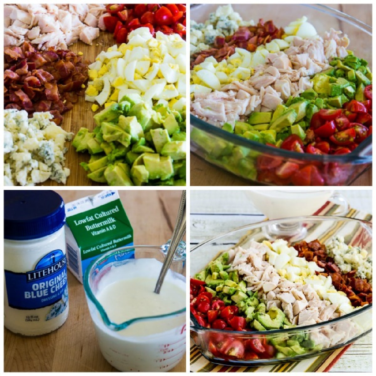 Keto Cobb Salad collage of recipe steps