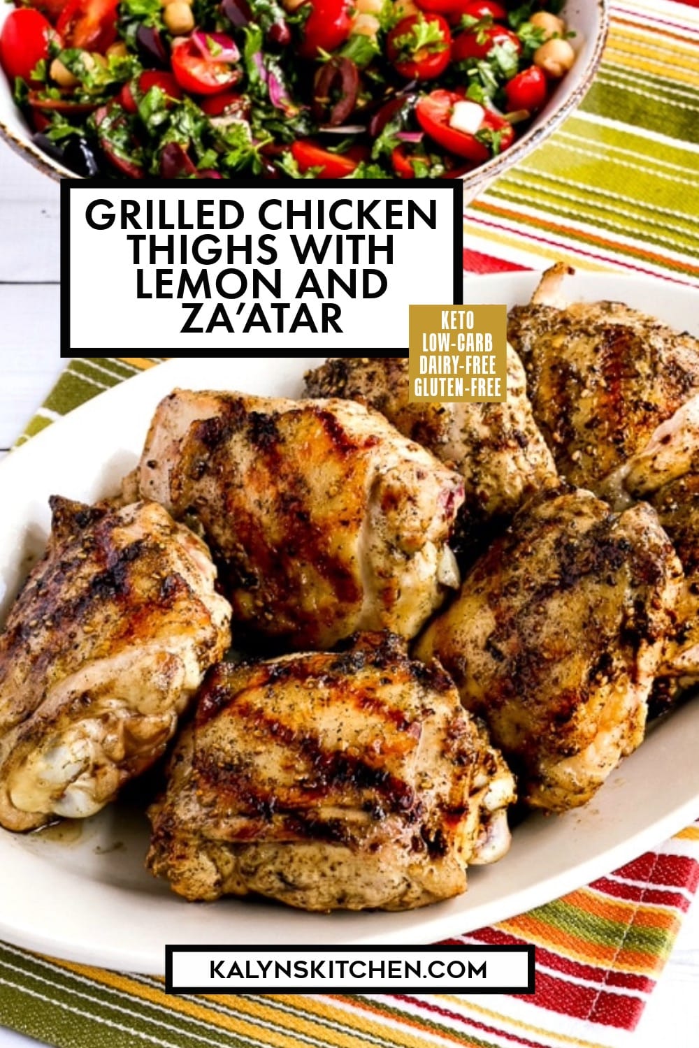 Pinterest image of Grilled Chicken Thighs with Lemon and Za'atar