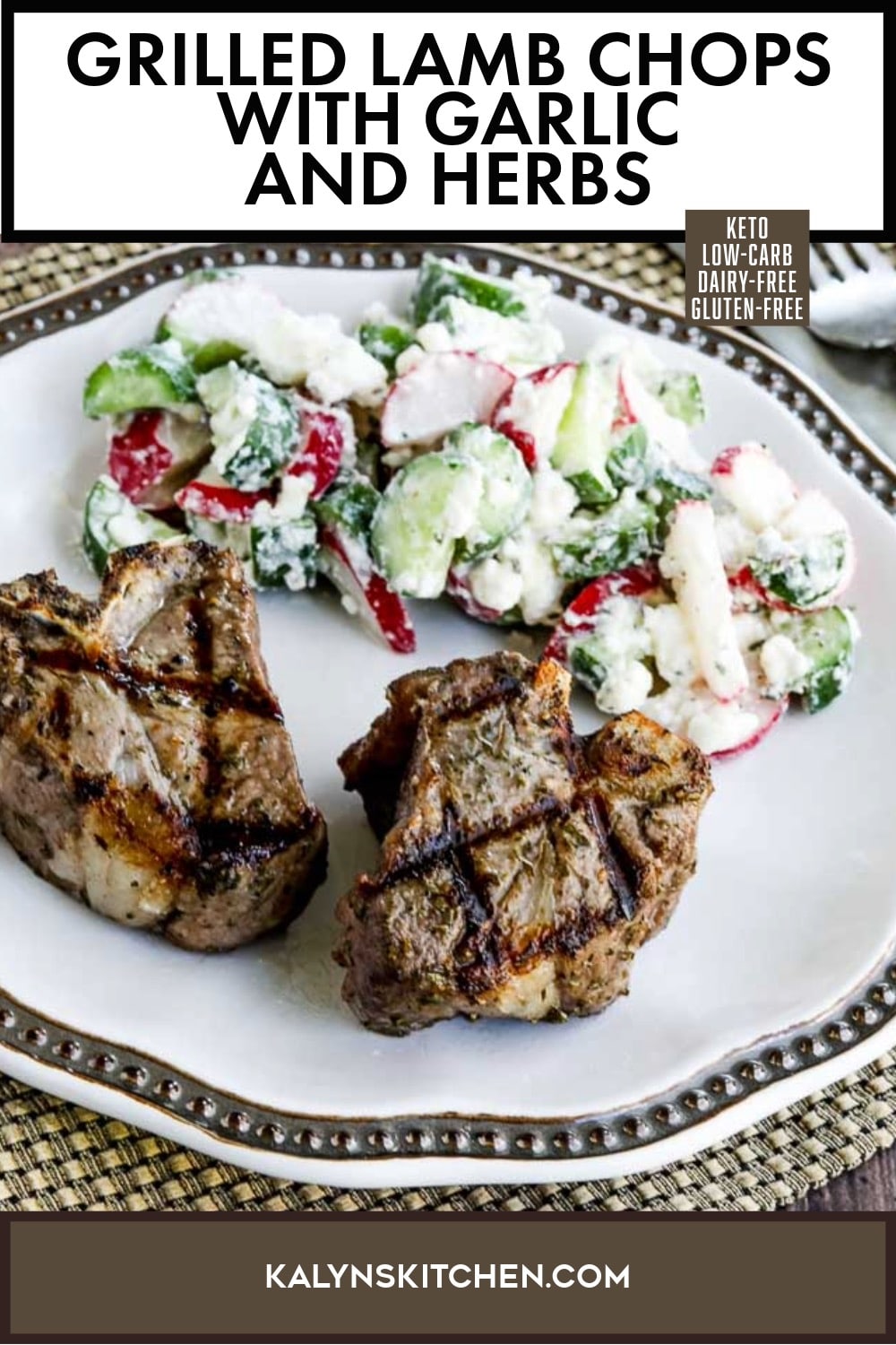 Pinterest image of Grilled Lamb Chops with Garlic and Herbs