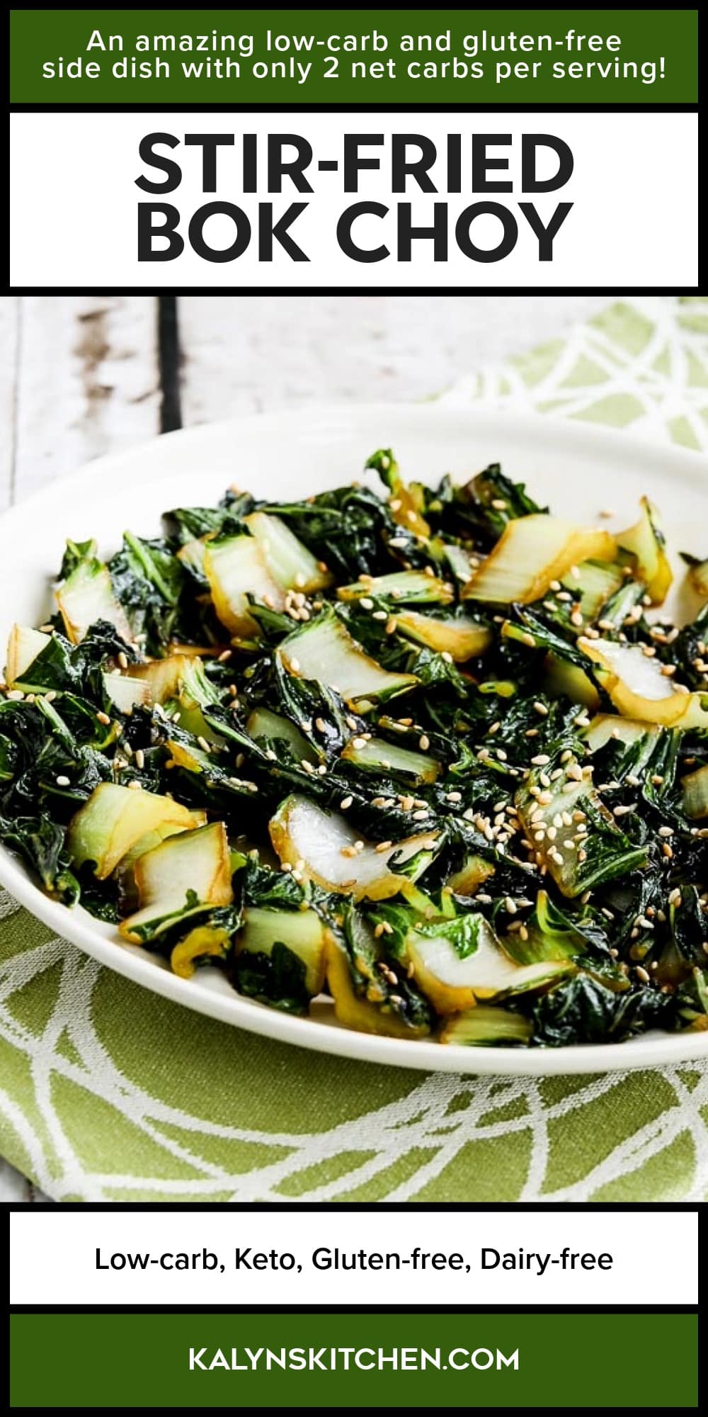Pinterest image of Stir-Fried Bok Choy