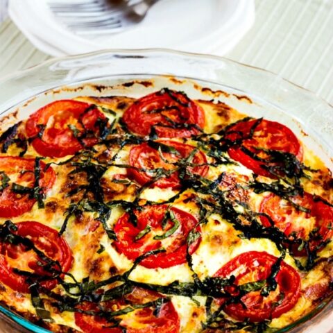 Crustless Three-Cheese Tomato-Basil Quiche close-up photo