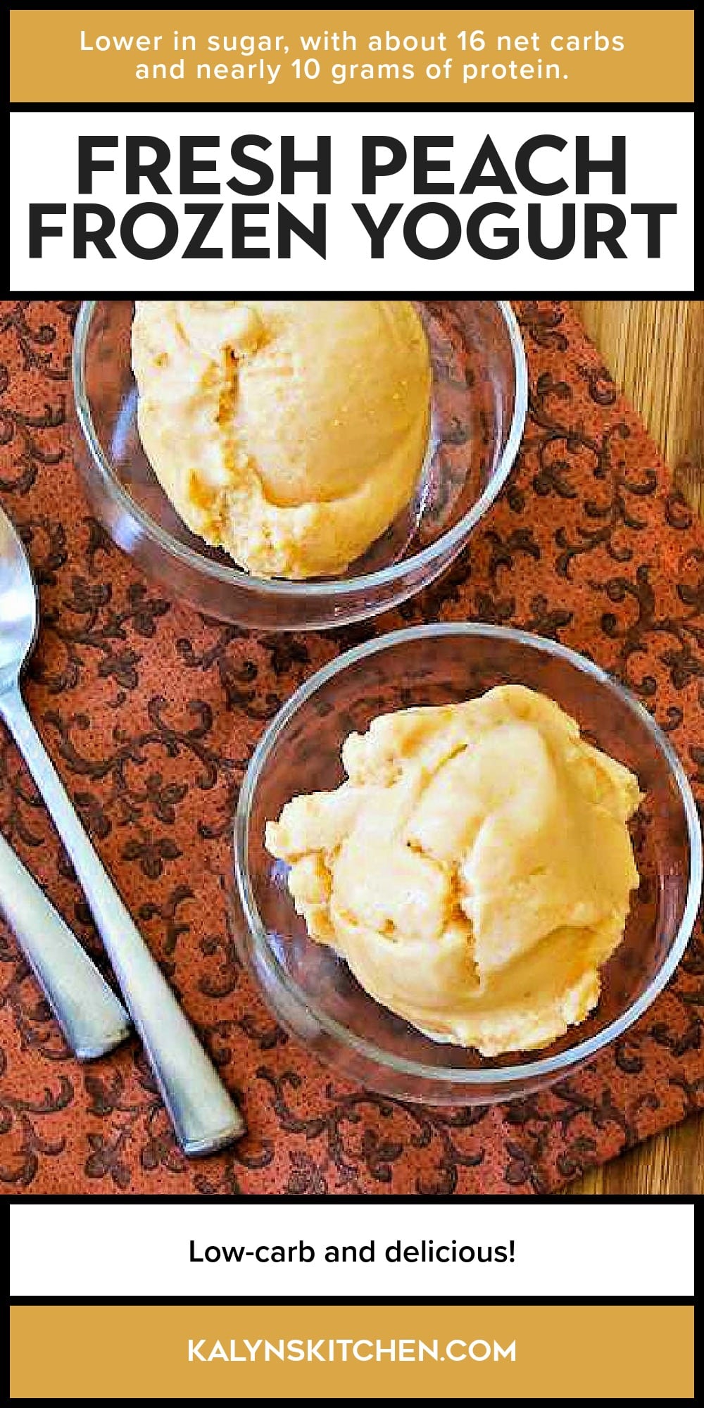 Pinterest image of Fresh Peach Frozen Yogurt