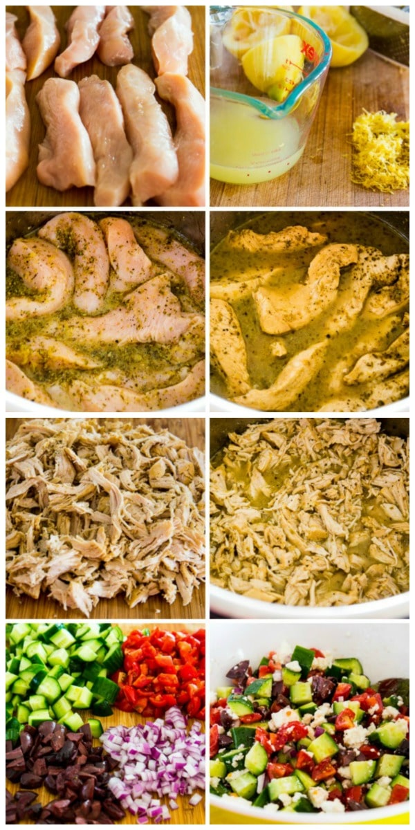 Instant Pot Low-Carb Greek Chicken Tacos process shots collage