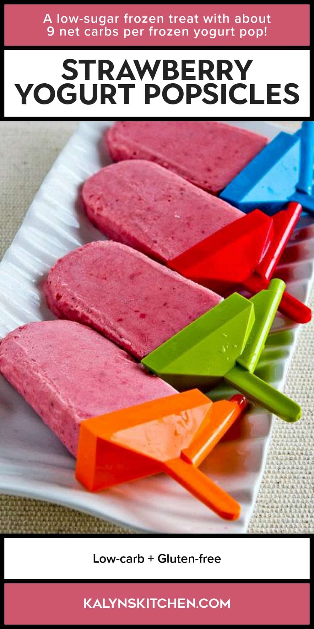 Pinterest image of Strawberry Yogurt Popsicles