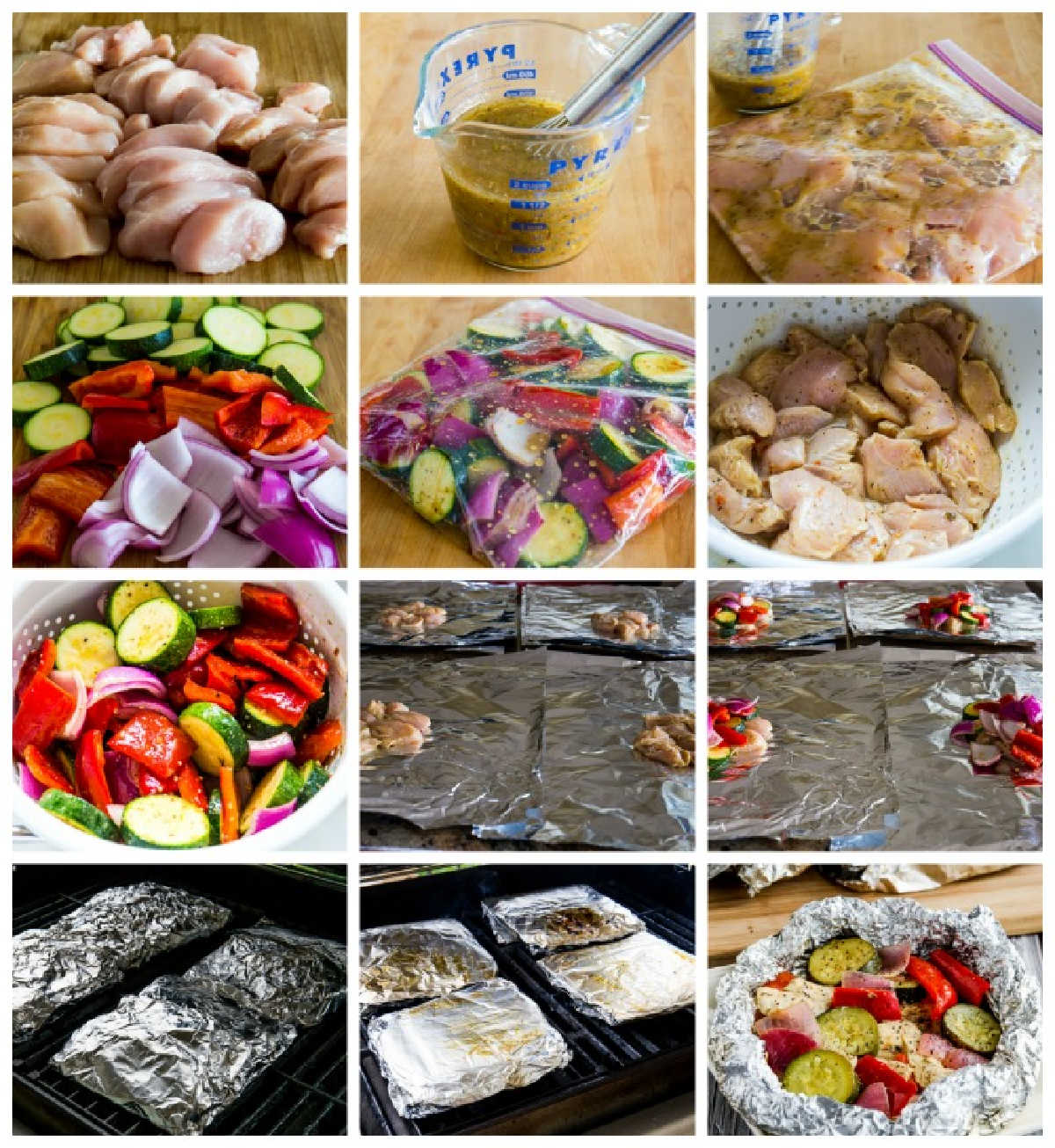 Low-Carb Foil Packet Dinner collage photo of recipe steps