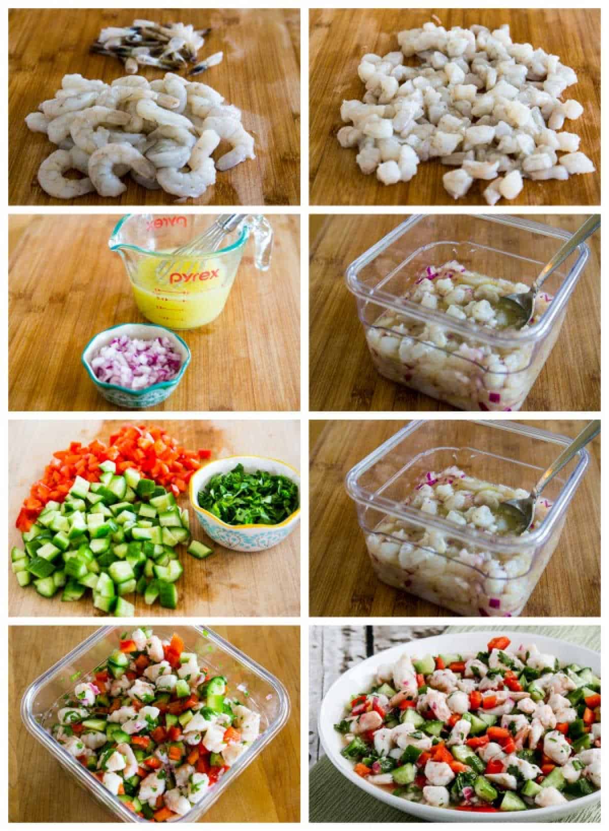 Process shot collage of easy shrimp ceviche recipes.