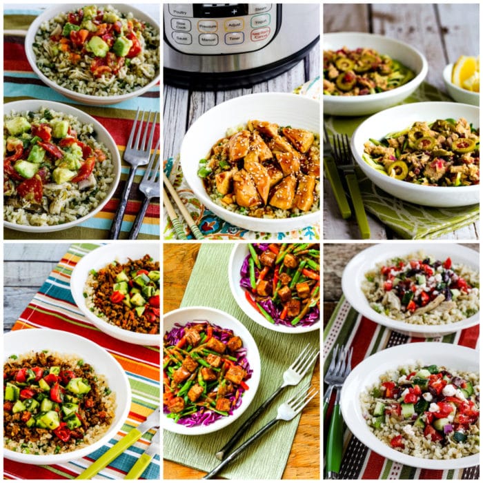 Low-Carb Bowl Meals You'll Make Over and Over! collage photo of featured recipes