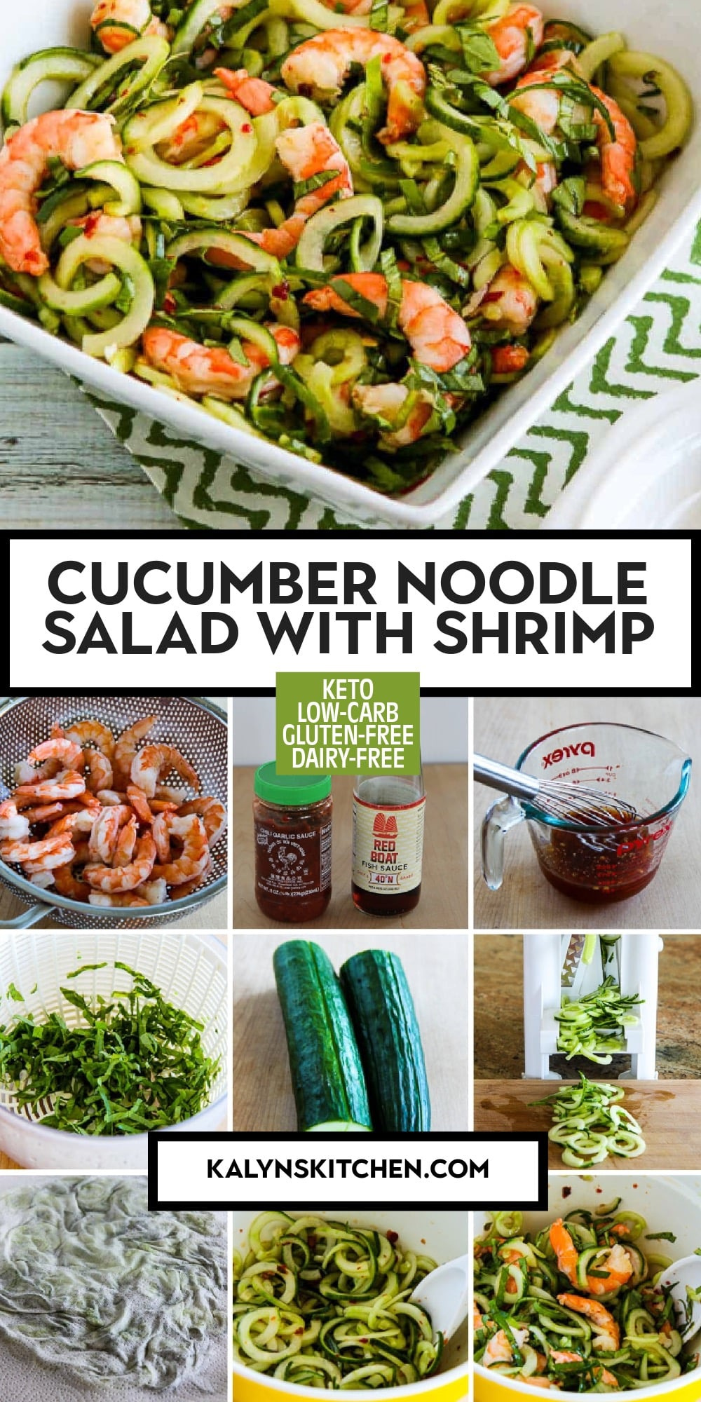 Pinterest image of Cucumber Noodle Salad with Shrimp