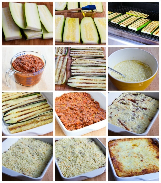 Grilled Zucchini Low-Carb Lasagna process shots collage