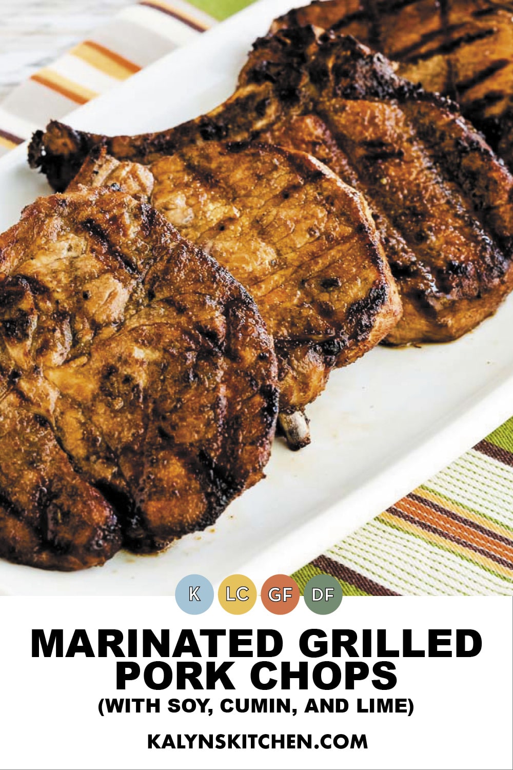Pinterest image of Marinated Grilled Pork Chops (with Soy, Cumin, and Lime)