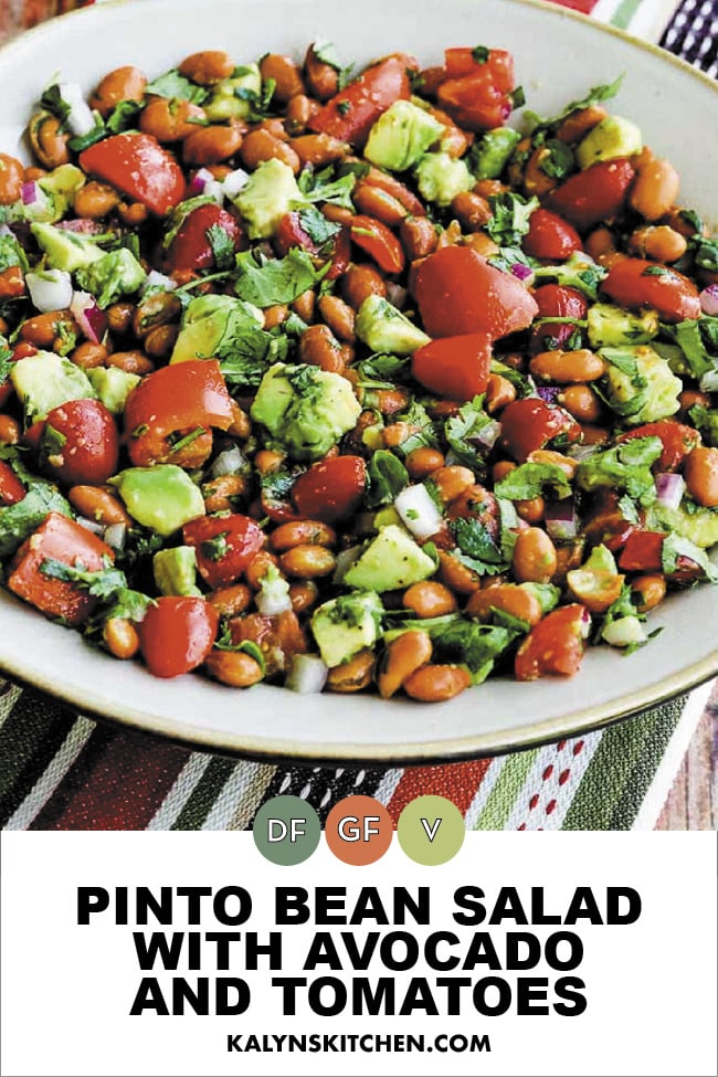 Pinterest image of Pinto Bean Salad with Avocado and Tomatoes