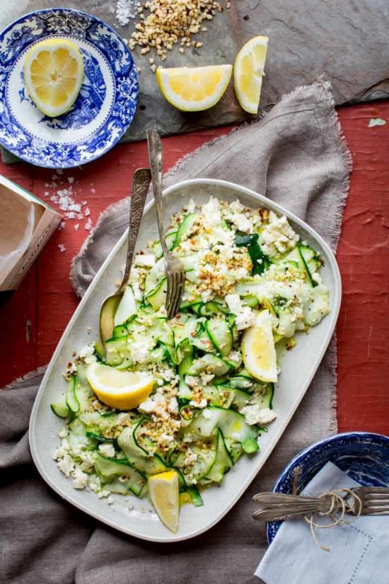 Zucchini Ribbon Salad with Hazelnuts and Feta from Healthy Seasonal Recipes