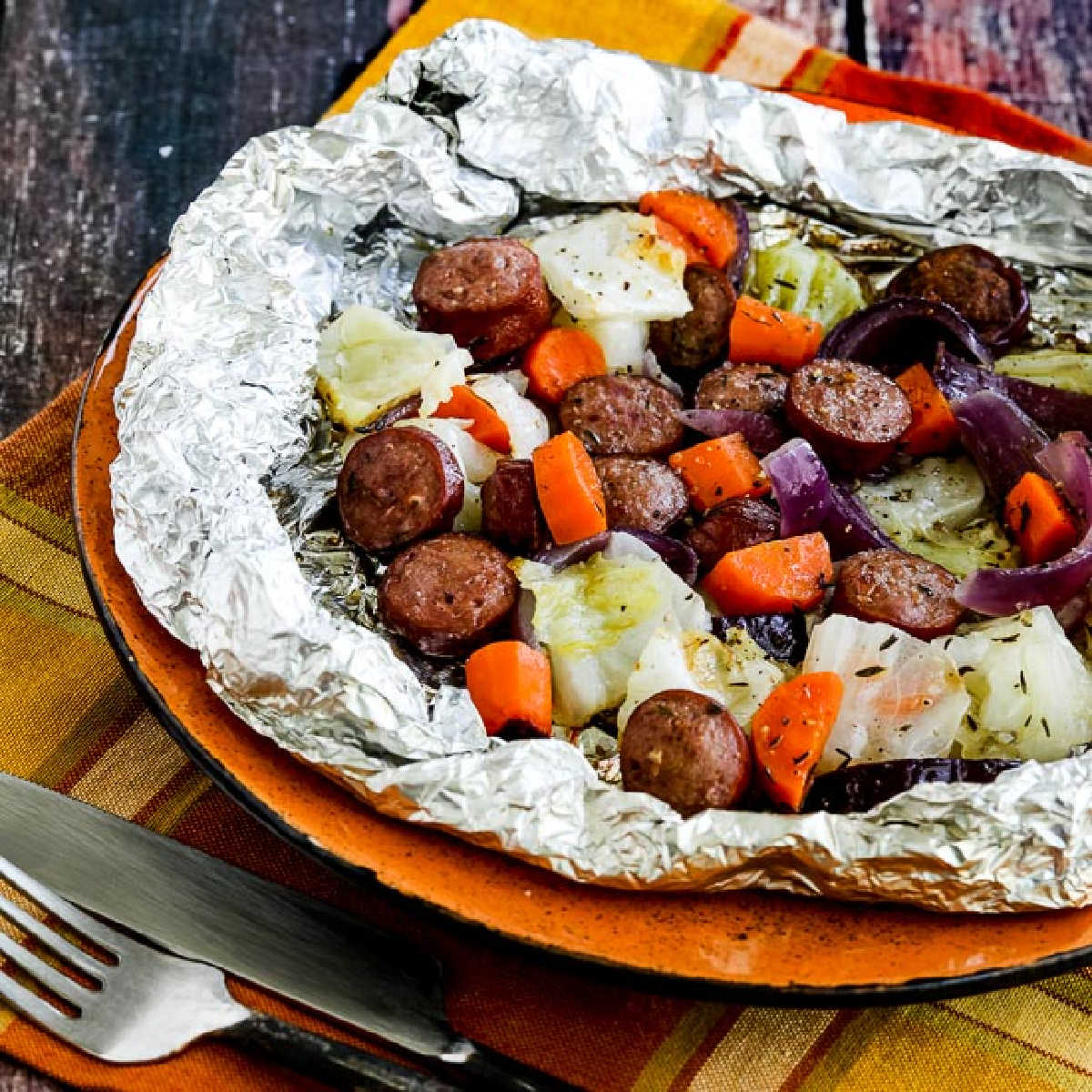 square image for Autumn Tin Foil Dinners in foil