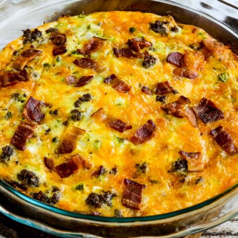 Bacon Cheeseburger Keto Breakfast Quiche found on KalynsKitchen.com