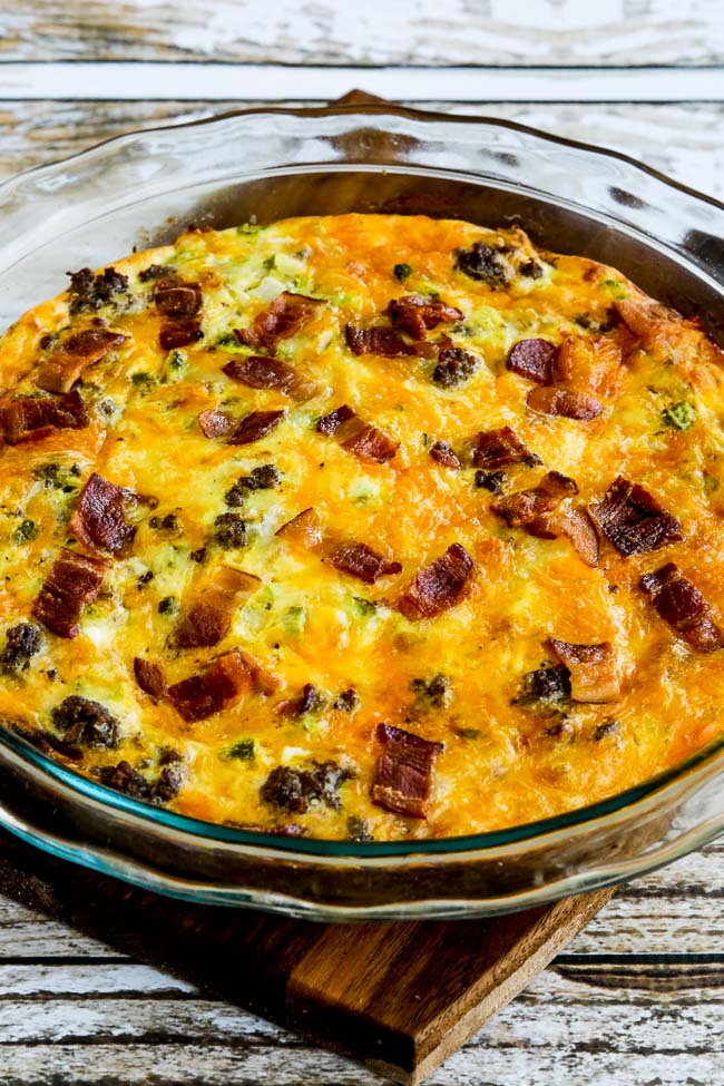 Bacon Cheeseburger Keto Breakfast Quiche is available at KalynsKitchen.com