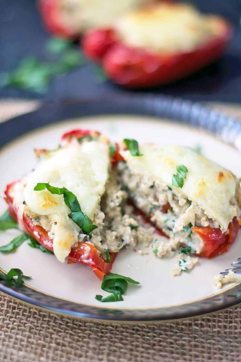 Creamy Riced Cauliflower Stuffed Peppers from Foodal