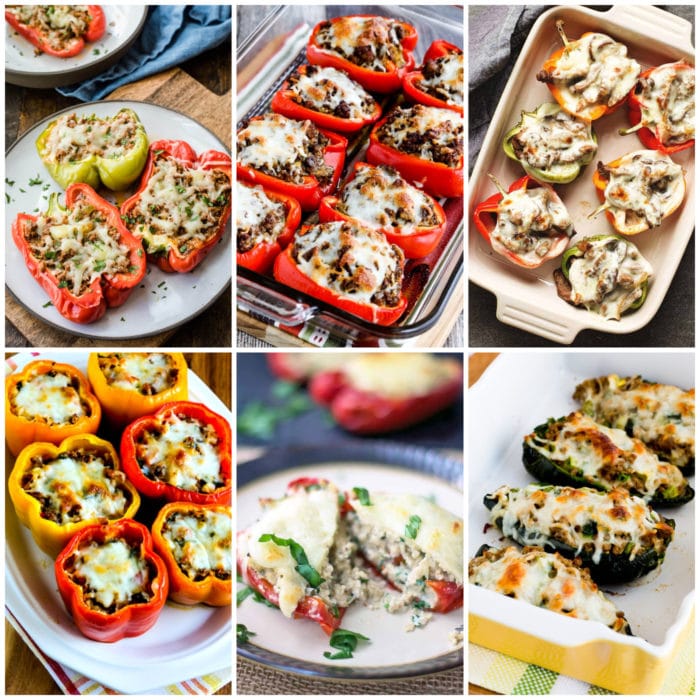Low-Carb and Keto Stuffed Peppers Recipes collage of featured recipes