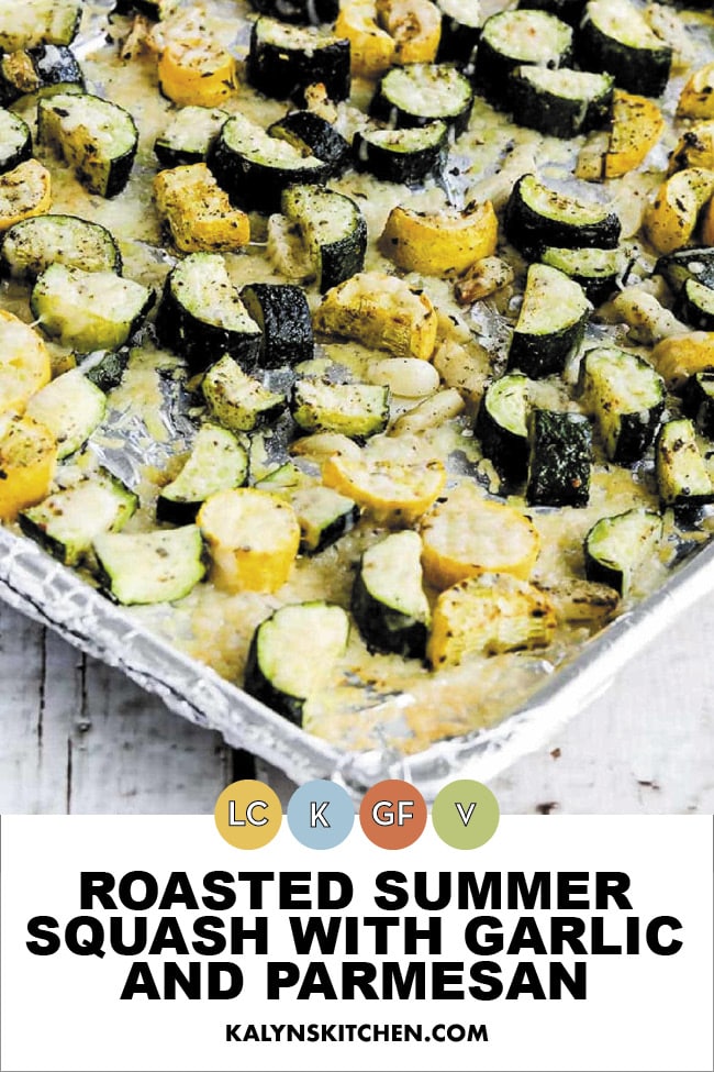 Pinterest image of Roasted Summer Squash with Garlic and Parmesan