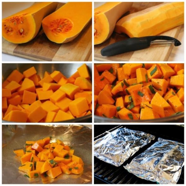 Foil-Wrapped Grilled (or Baked) Butternut Squash with Sage found on KalynsKitchen.com