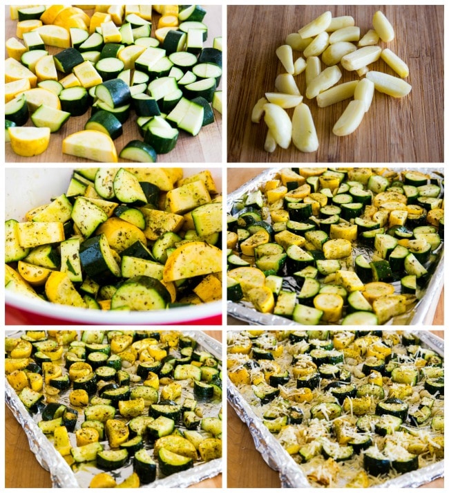 Roasted Summer Squash with Garlic and Parmesan process shots collage