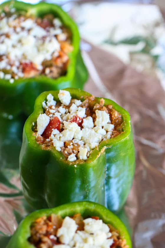 Turkey and Feta Stuffed Peppers from Eat Live Run