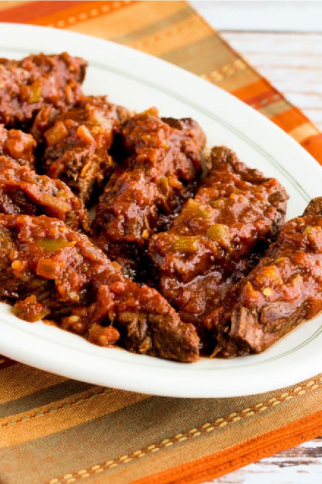 Southwestern Pot Roast (Slow Cooker or Instant Pot) shown on serving plate.