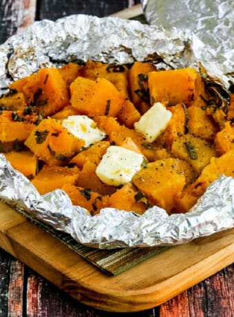 Butternut Squash with Sage, cooked in foil on the grill or in the oven.