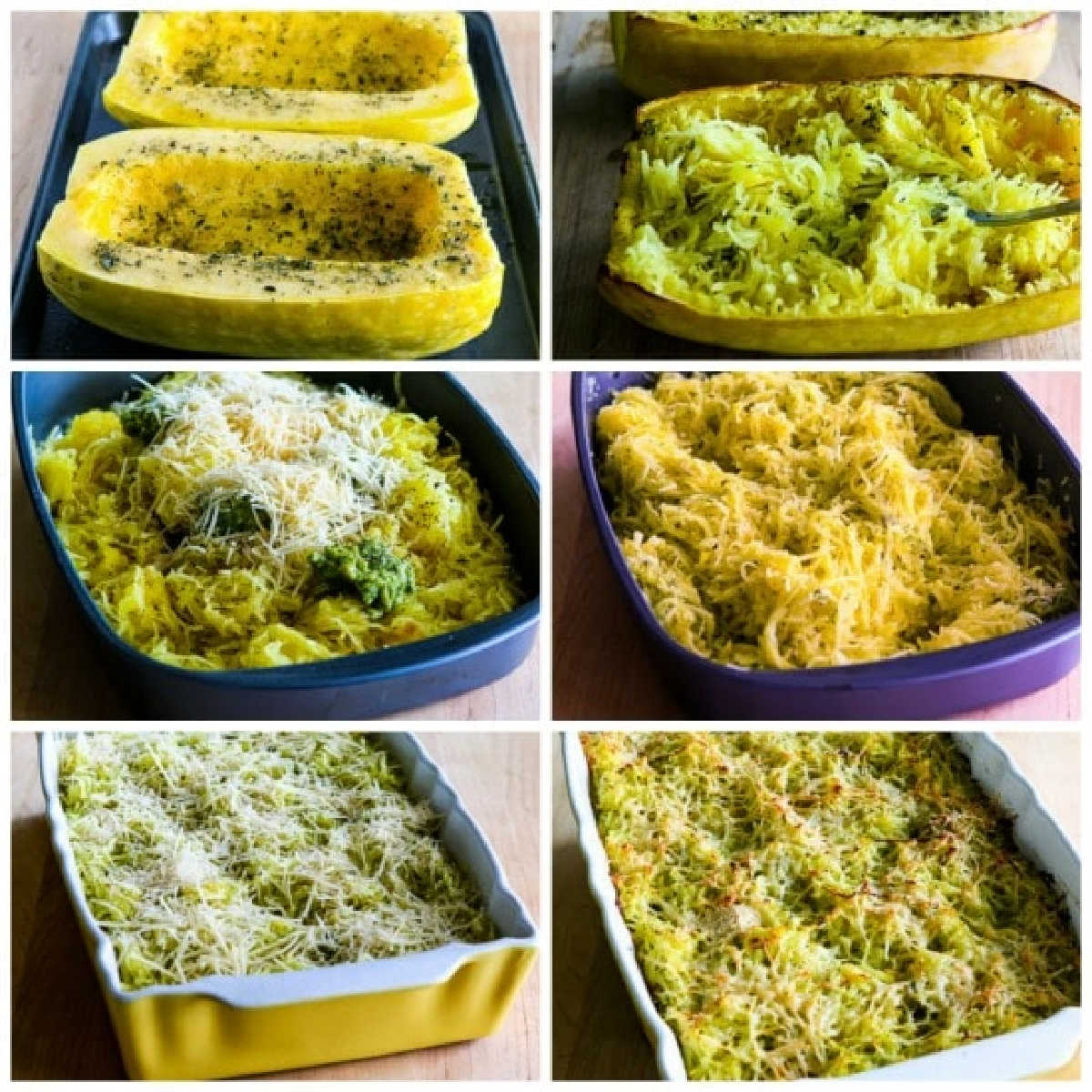 Pesto Spaghetti Squash process shots collage