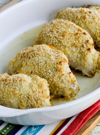 Low-Carb Baked Chicken Stuffed with Green Chiles and Cheese found on KalynsKitchen.com