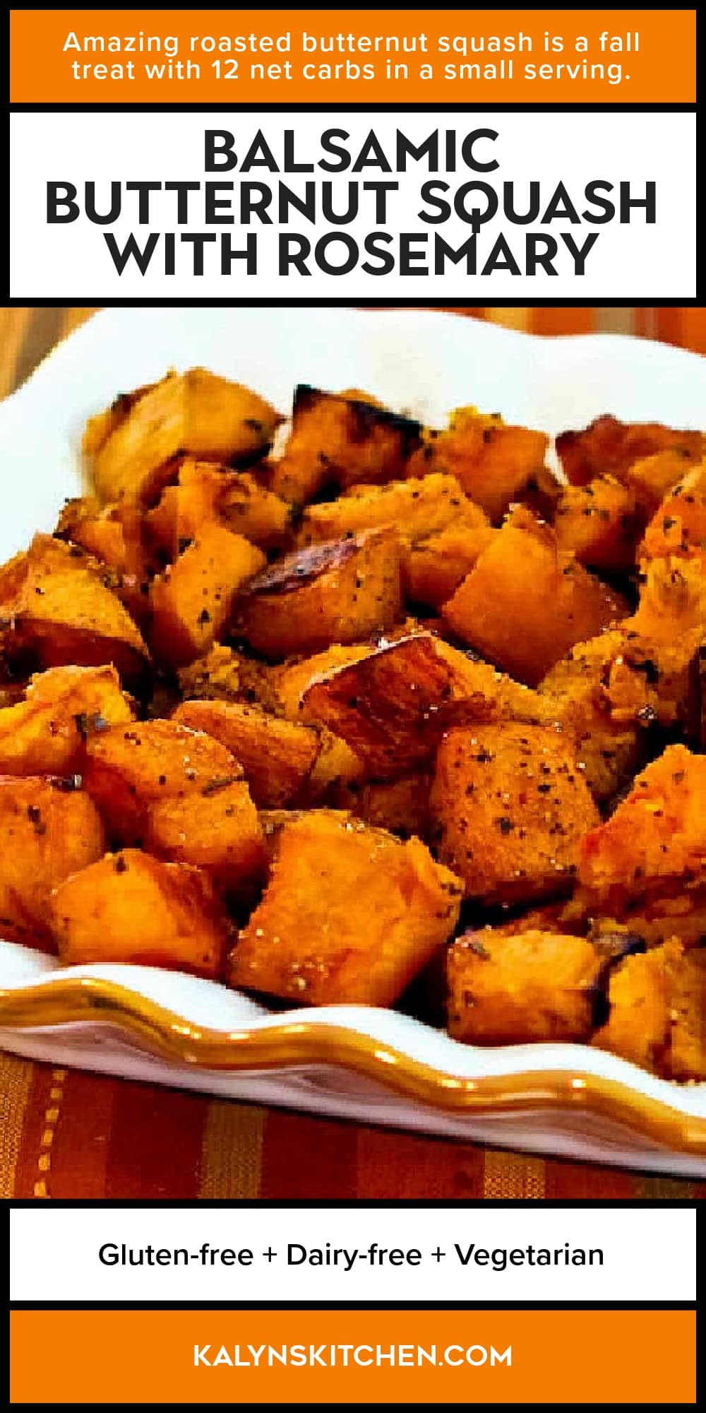 Pinterest image of Balsamic Butternut Squash with Rosemary