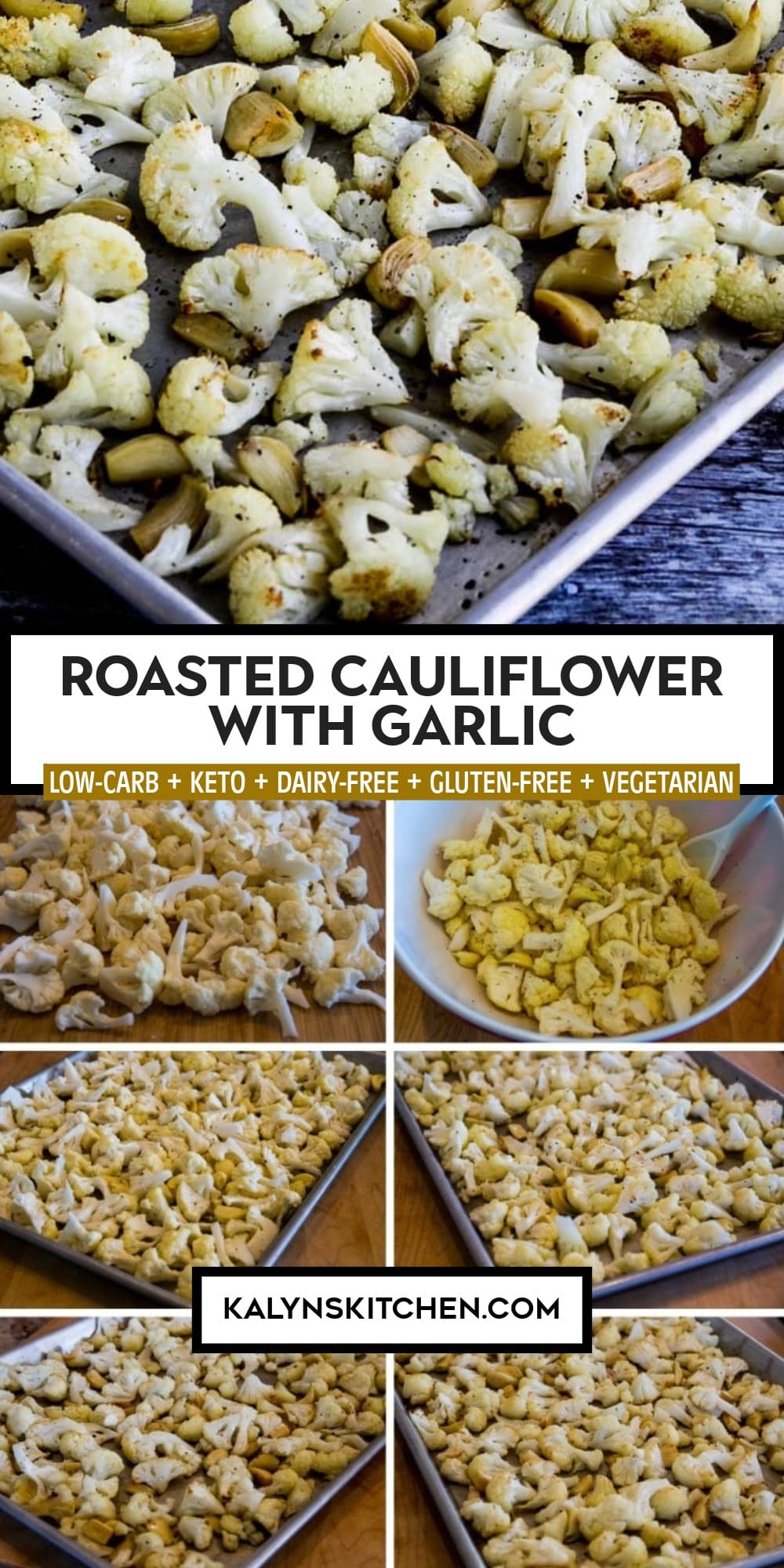 Pinterest image of Roasted Cauliflower with Garlic