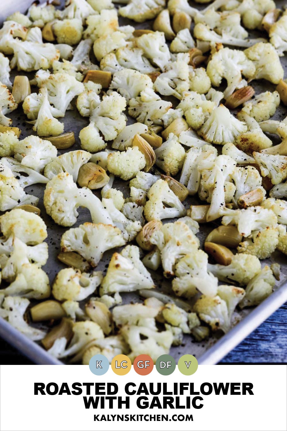 Pinterest image of Roasted Cauliflower with Garlic