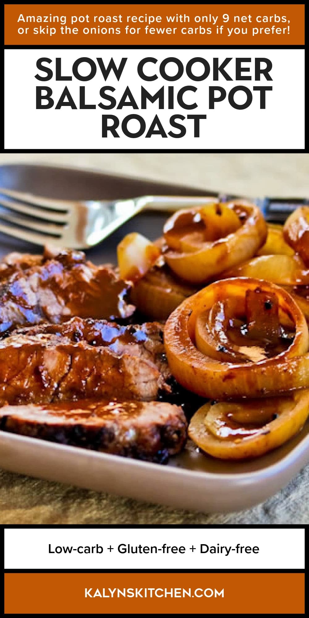 Pinterest image of Slow Cooker Balsamic Pot Roast