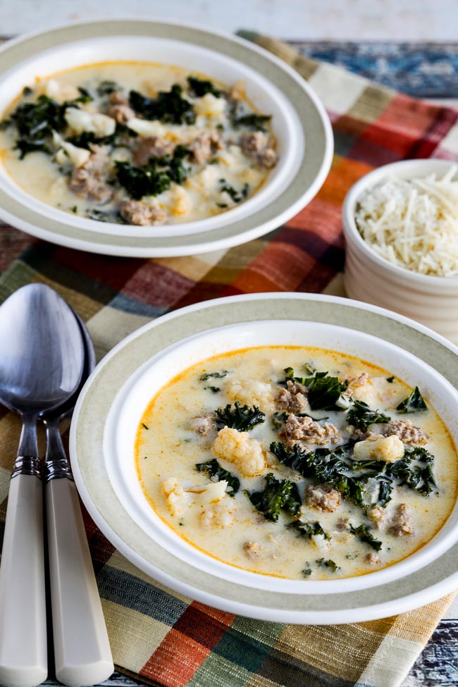 Instant Pot Low-Carb Zuppa Toscana Soup found on KalynsKitchen.com