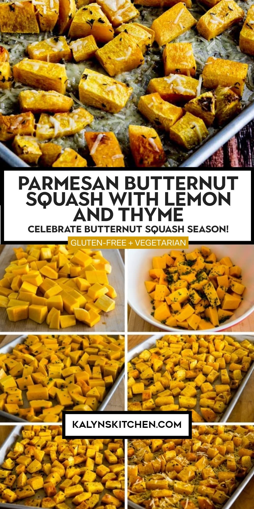 Pinterest image of Parmesan Butternut Squash with Lemon and Thyme