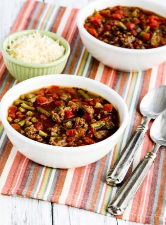Instant Pot Low-Carb Soup with Ground Beef, Green Beans, and Tomatoes from Kalyn's Kitchen