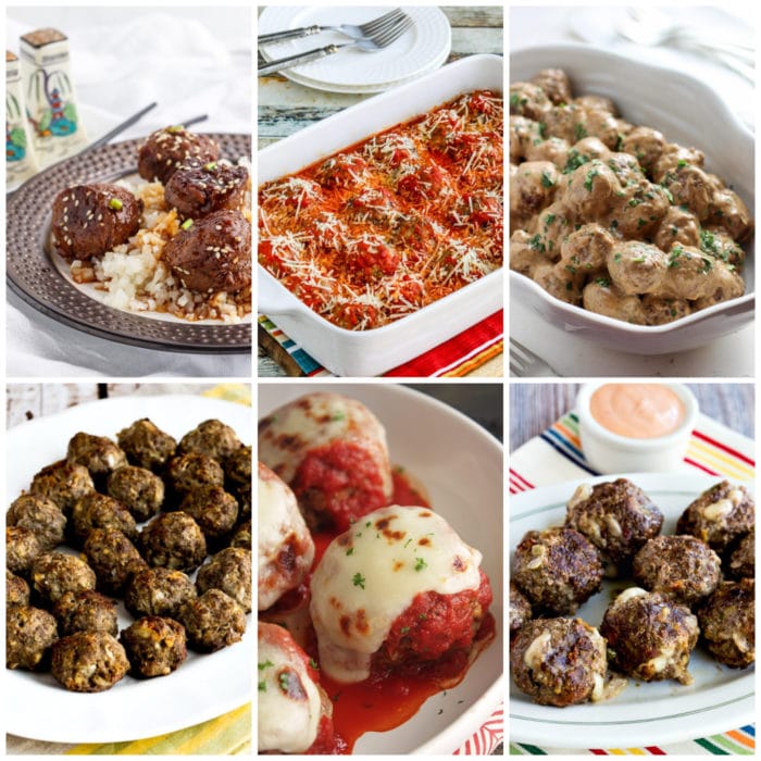 Low-Carb and Keto Meatball Recipes collage of featured recipes