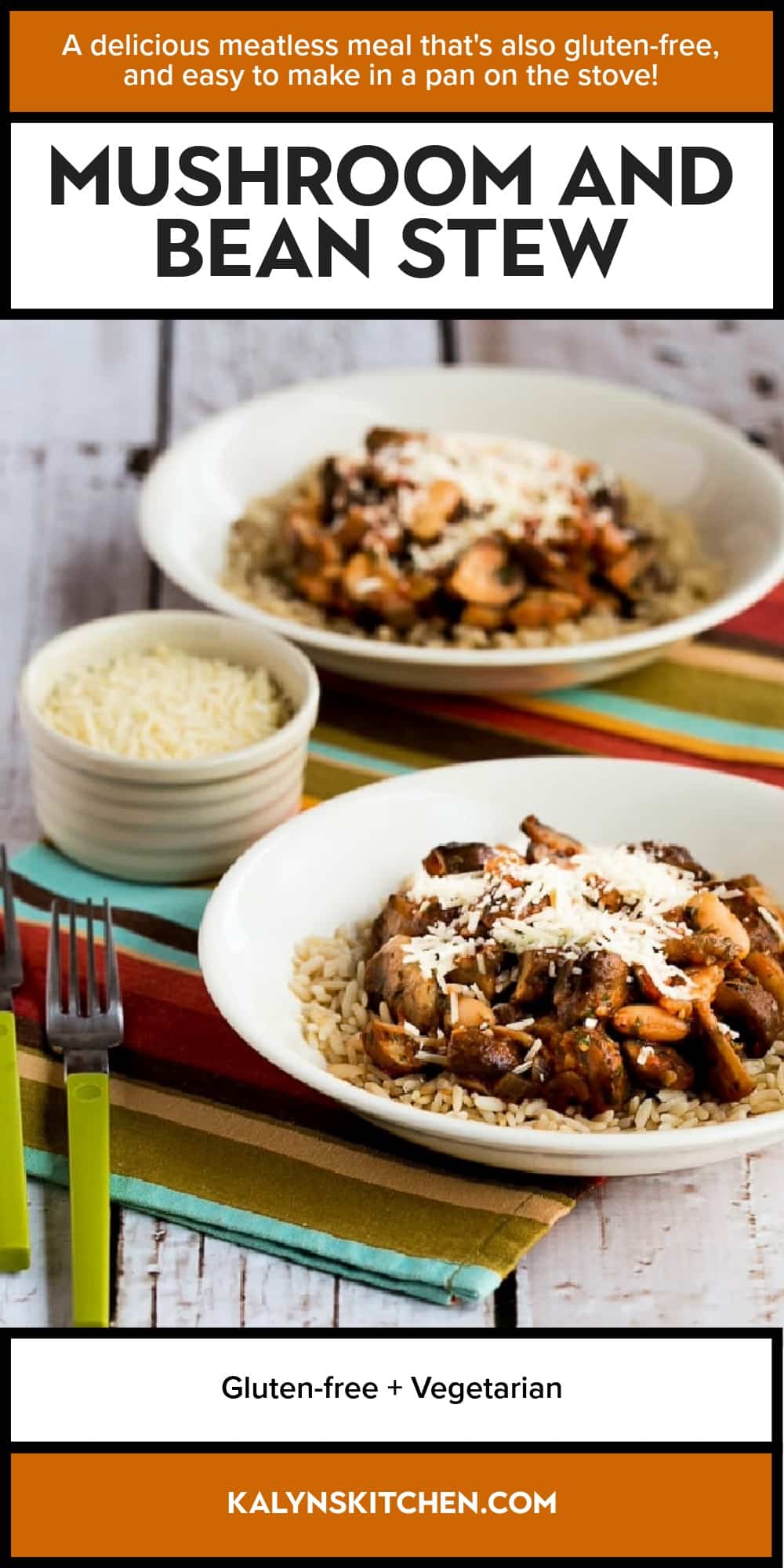 Pinterest image of Mushroom and Bean Stew